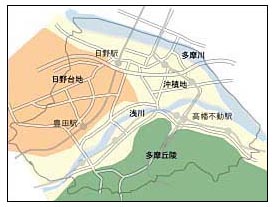 日野は3つの地形に分かます。