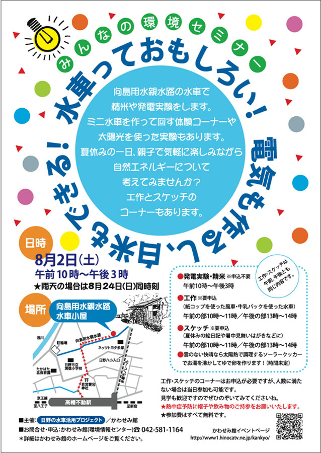 「水車っておもしろい！ 電気をつくるし、白米もできる！」