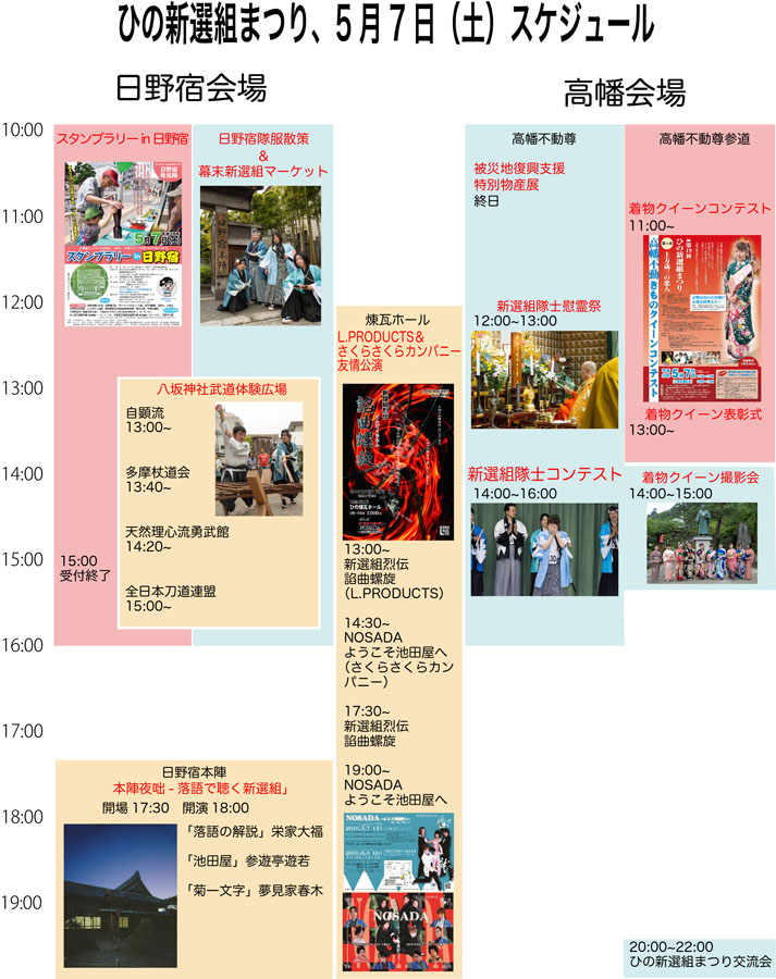 ひの新選組まつり　5月7日(土)のスケジュールです