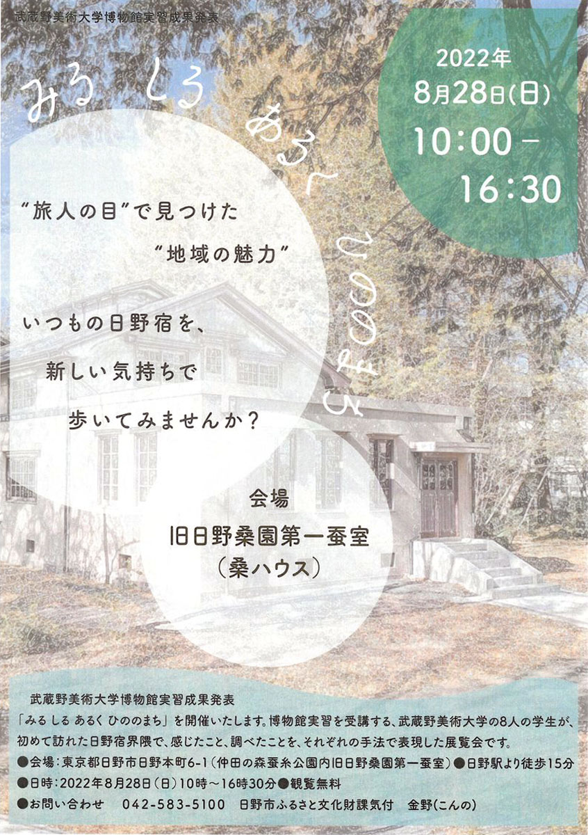 武蔵野美術大学学芸員課程博物館実習成果発表「みる　しる　あるく　ひののまち」開催