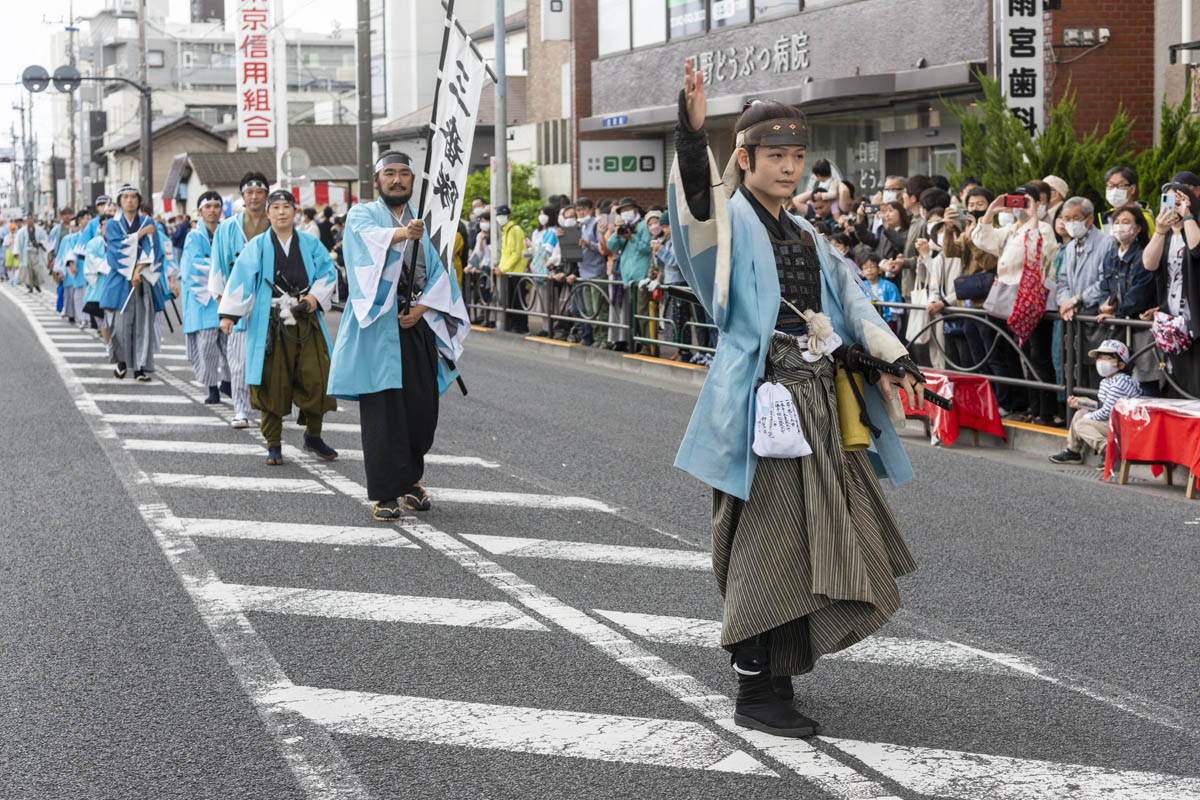 ひの新選組まつり「待たせたな！」、でも、雨には参った、ねっ。