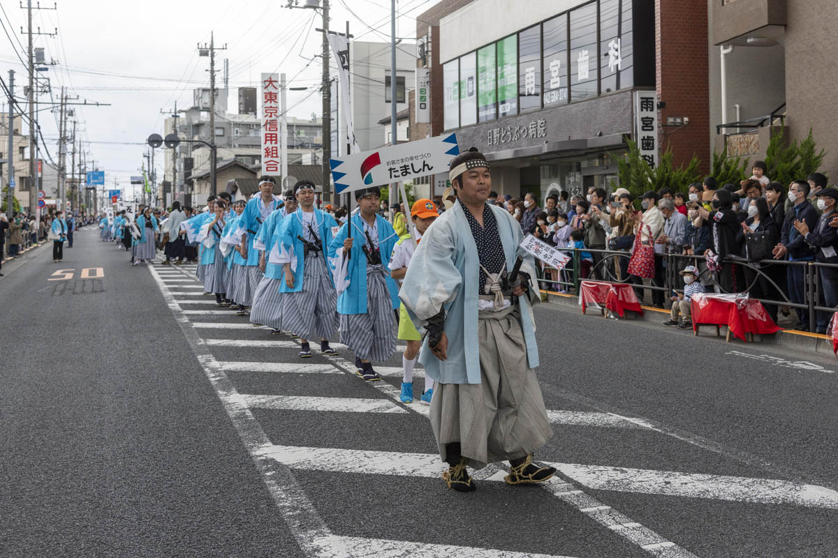 ひの新選組まつり「待たせたな！」、でも、雨には参った、ねっ。