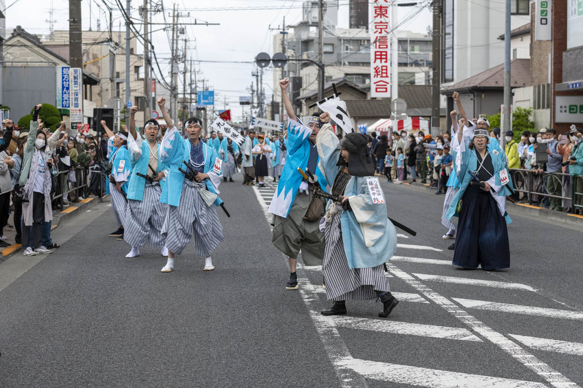 ひの新選組まつり「待たせたな！」、でも、雨には参った、ねっ。