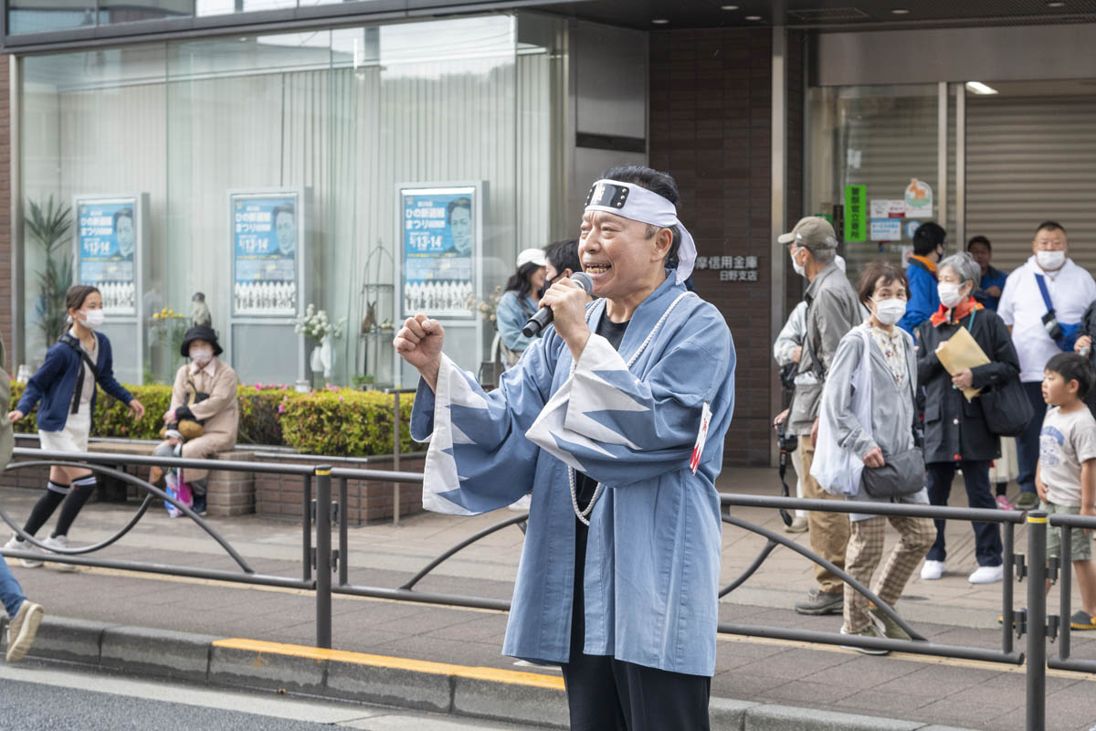 ひの新選組まつり「待たせたな！」、でも、雨には参った、ねっ。