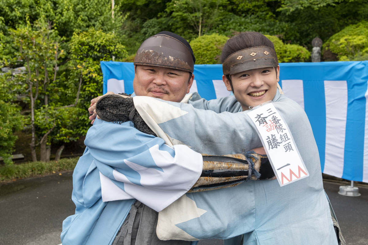 ひの新選組まつり「待たせたな！」、でも、雨には参った、ねっ。