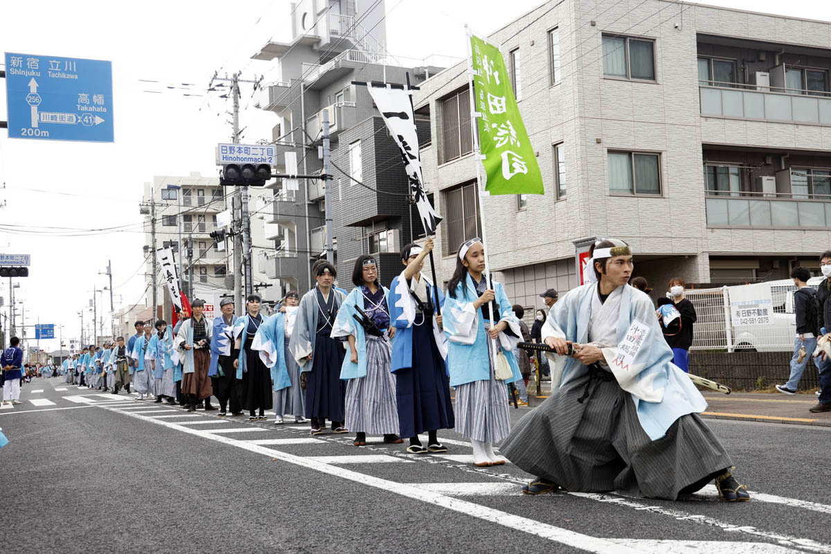 ひの新選組まつり「待たせたな！」、でも、雨には参った、ねっ。