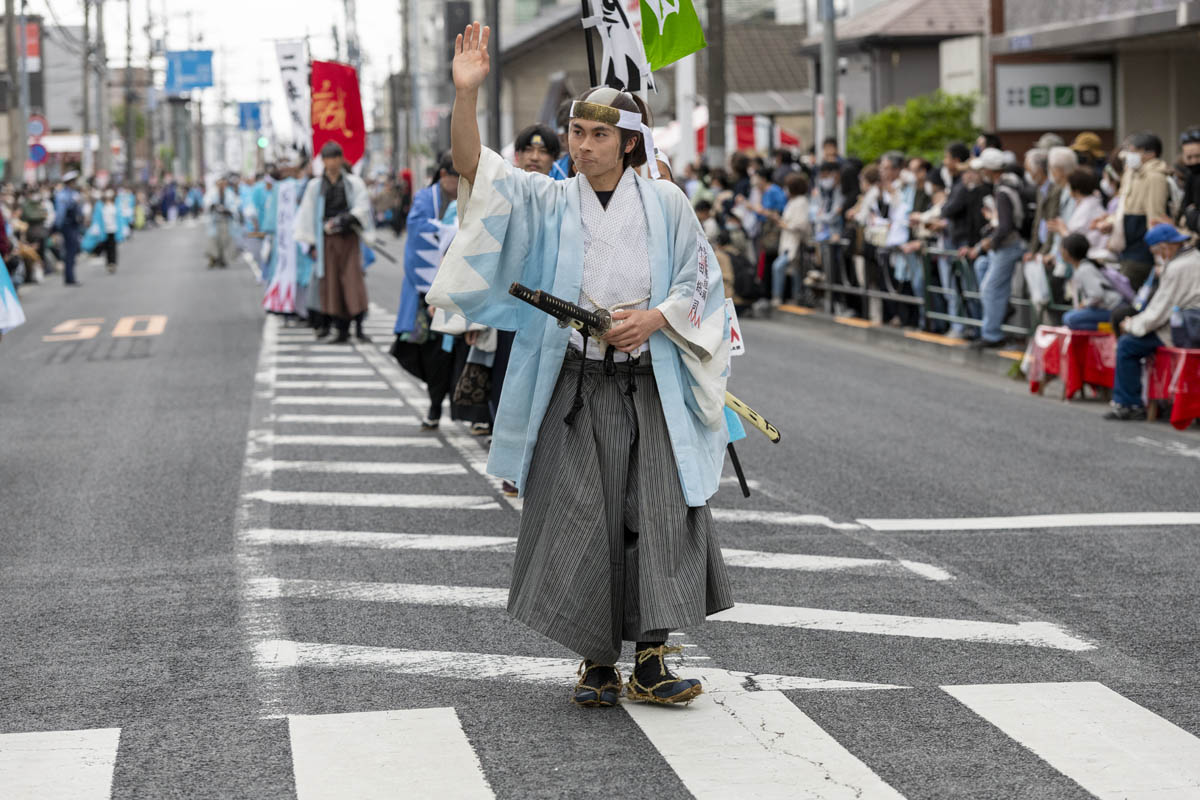 ひの新選組まつり「待たせたな！」、でも、雨には参った、ねっ。