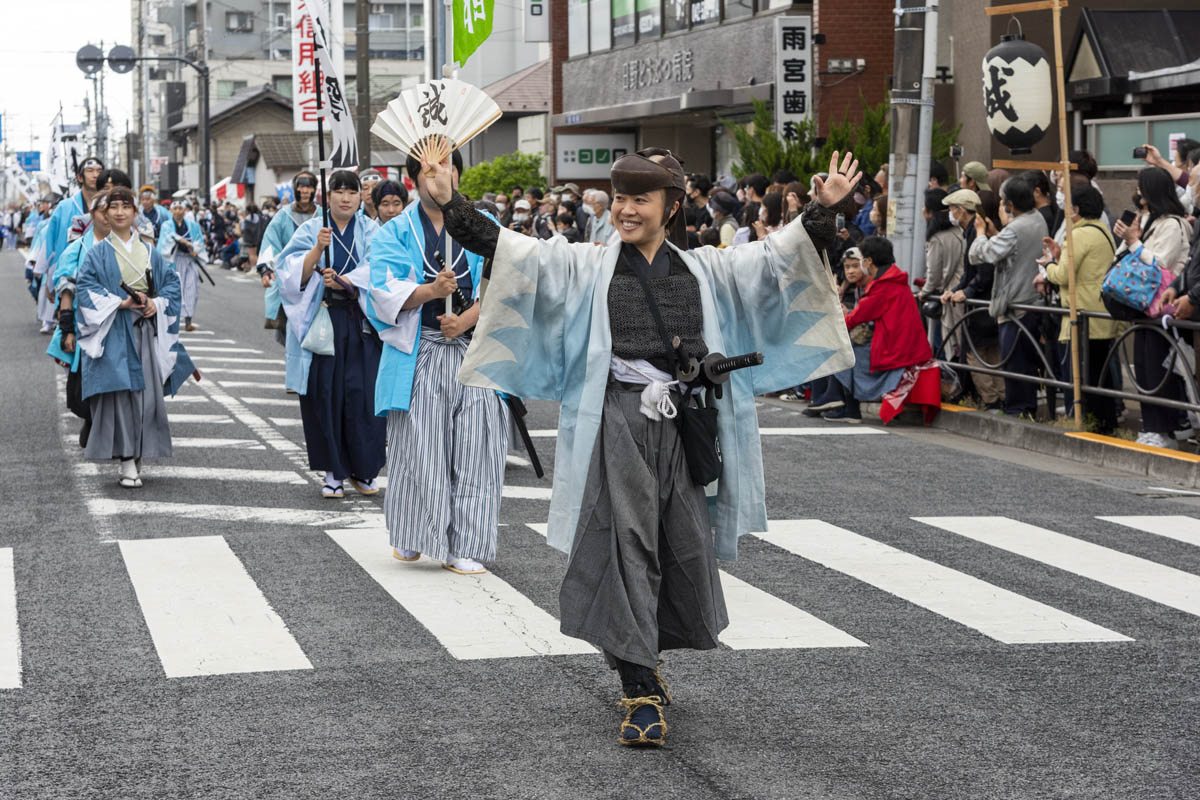 ひの新選組まつり「待たせたな！」、でも、雨には参った、ねっ。