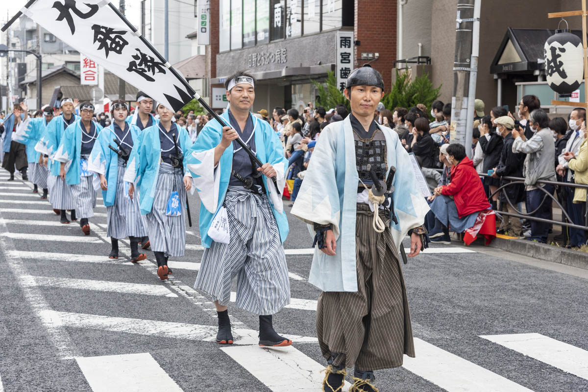 ひの新選組まつり「待たせたな！」、でも、雨には参った、ねっ。