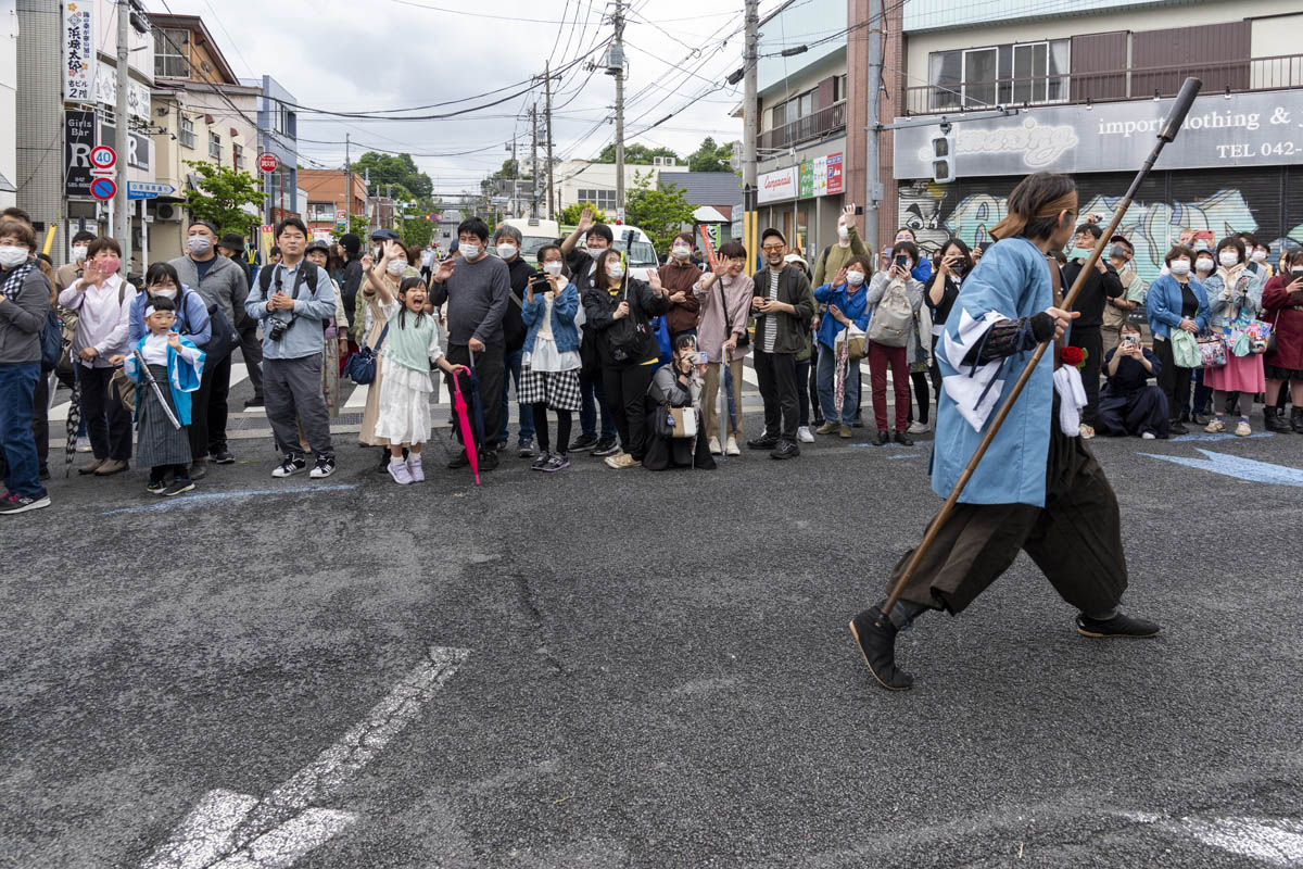 ひの新選組まつり「待たせたな！」、でも、雨には参った、ねっ。