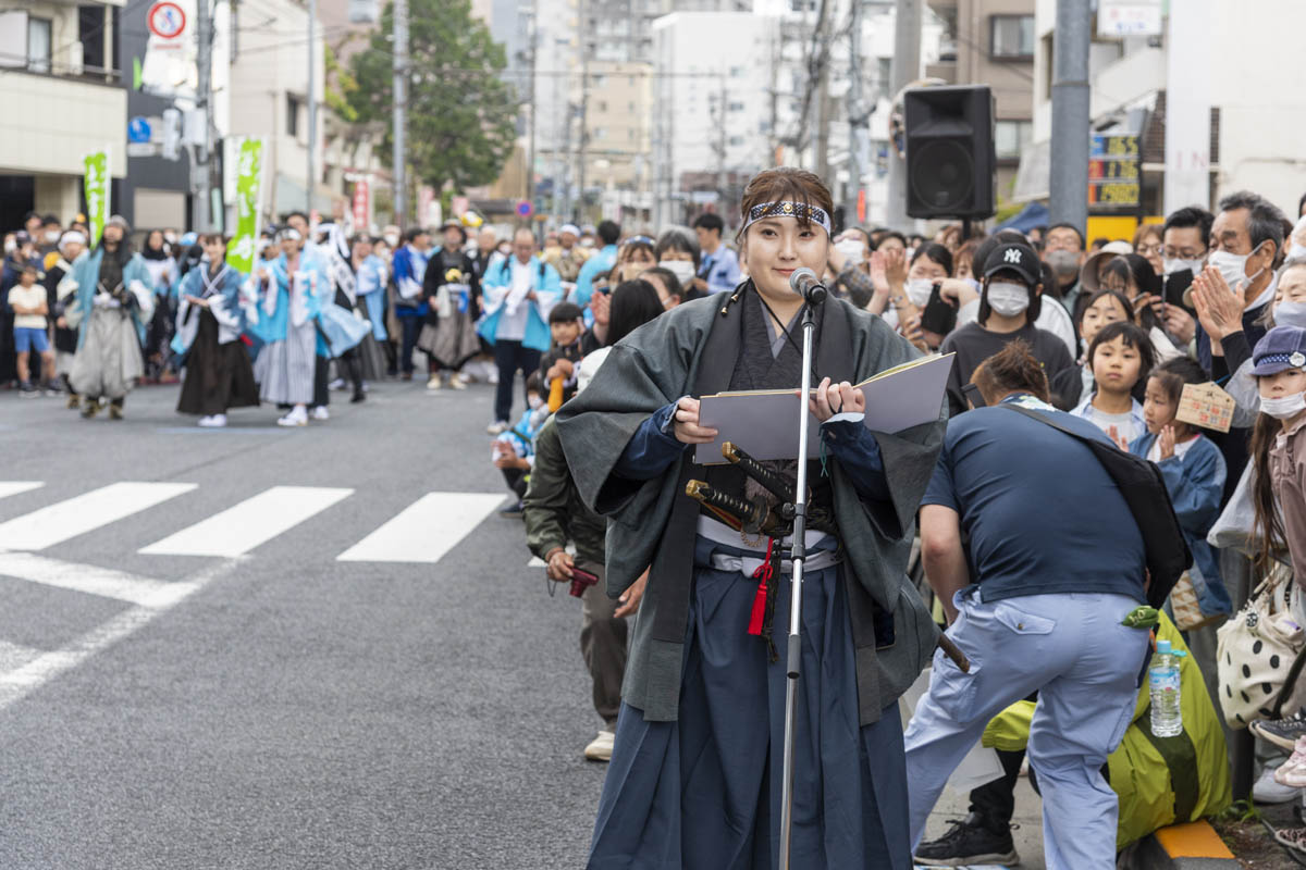 ひの新選組まつり「待たせたな！」、でも、雨には参った、ねっ。